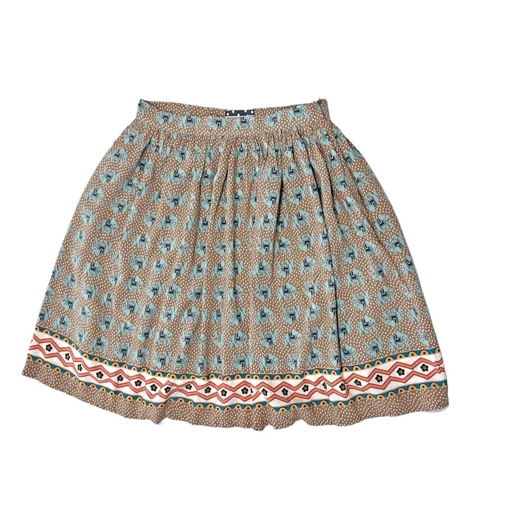 Comme Toi Anthropologie Womens Water For Elephants Print SkirtSize Small